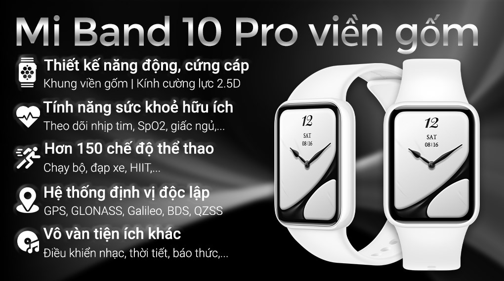 Vòng đeo tay thông minh Mi Band 10 Pro viền gốm
