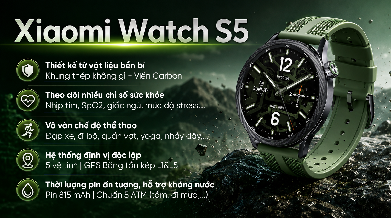 Xiaomi Watch S5 46mm viền Carbon dây Woven