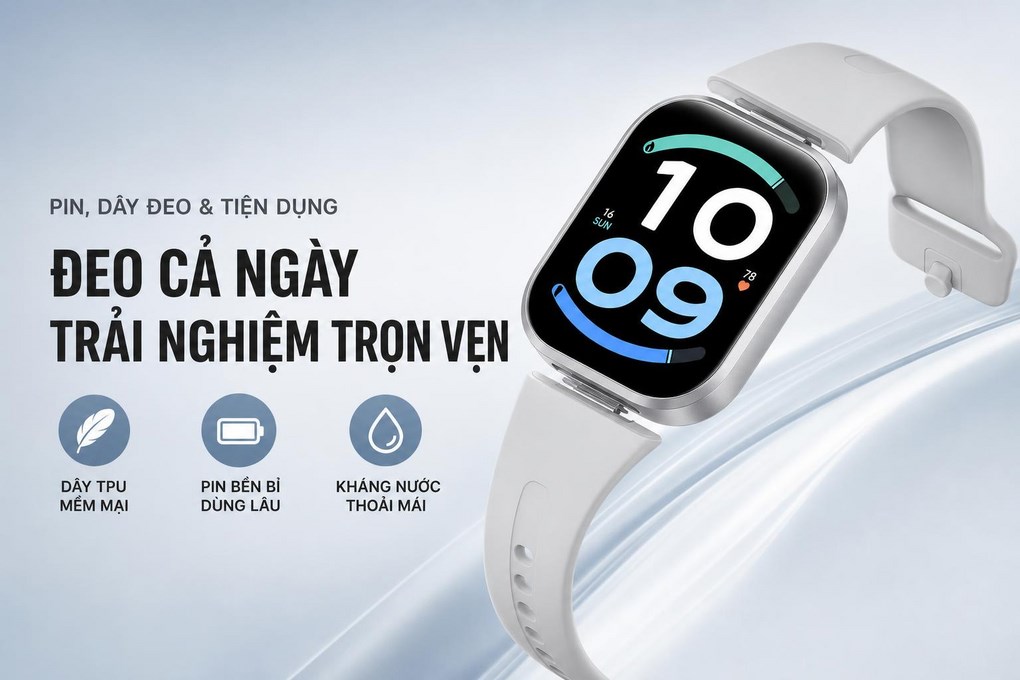Xiaomi Redmi Watch 6 Active 47 mm dây TPU - Độ bền phù hợp sinh hoạt thường ngày