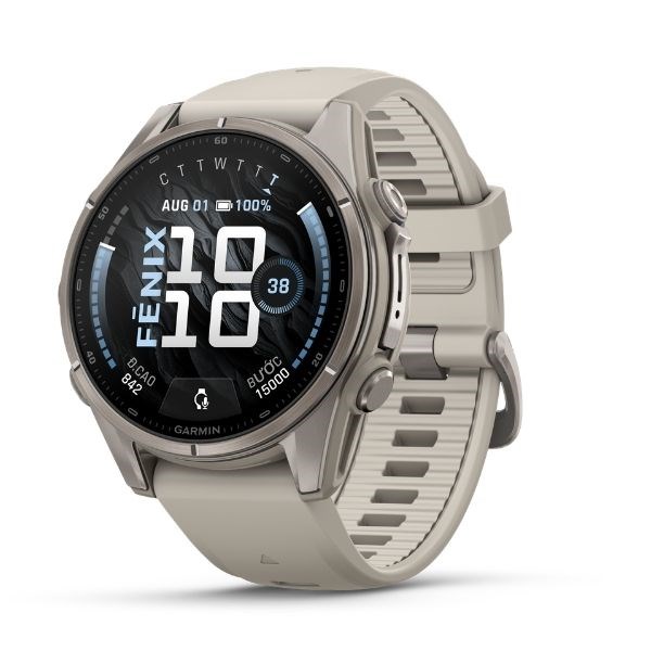 Garmin Fenix 9 Sapphire 43mm viền Titanium dây silicone