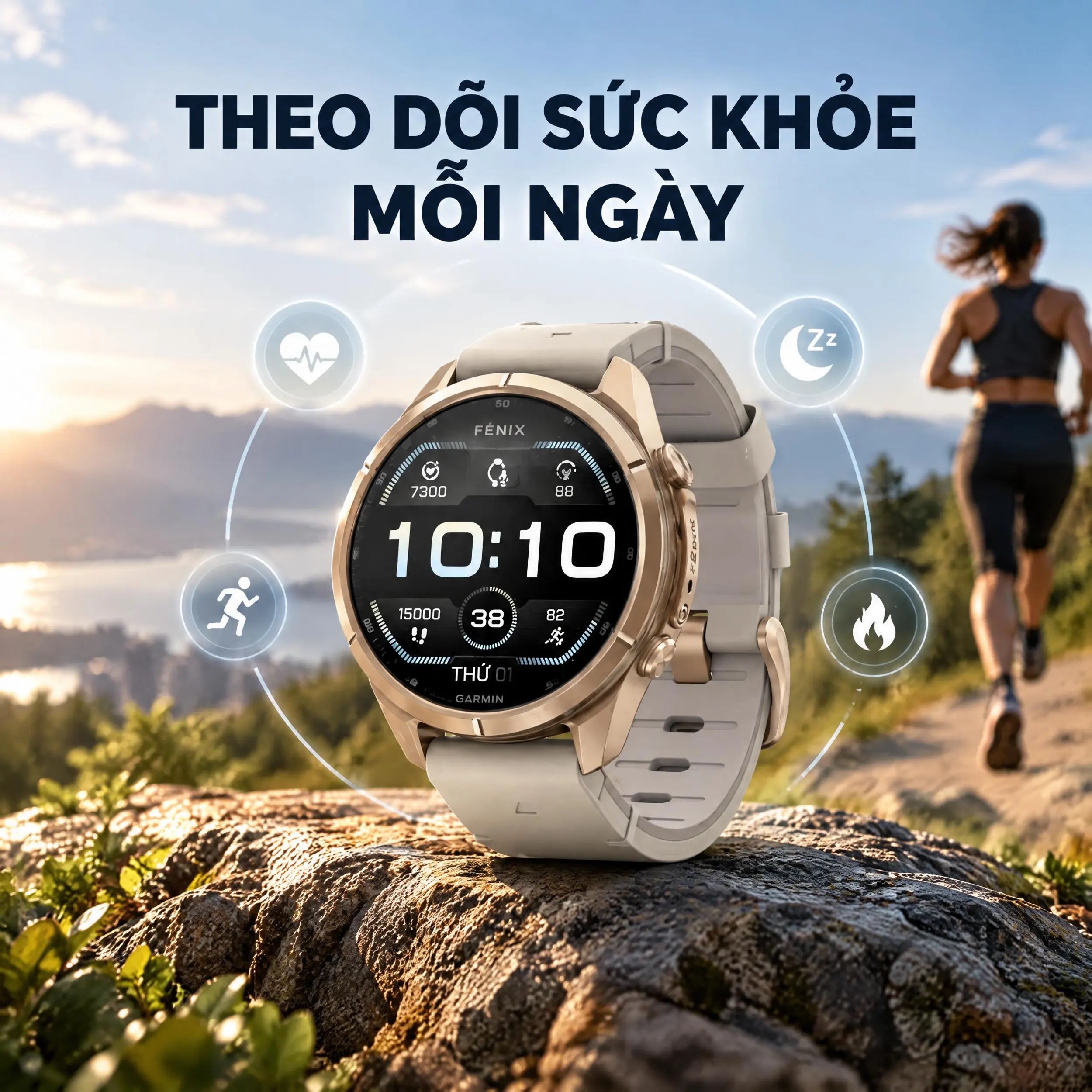 Garmin Fenix 9 Pro Sapphire 43mm viền Titanium dây silicone - 4