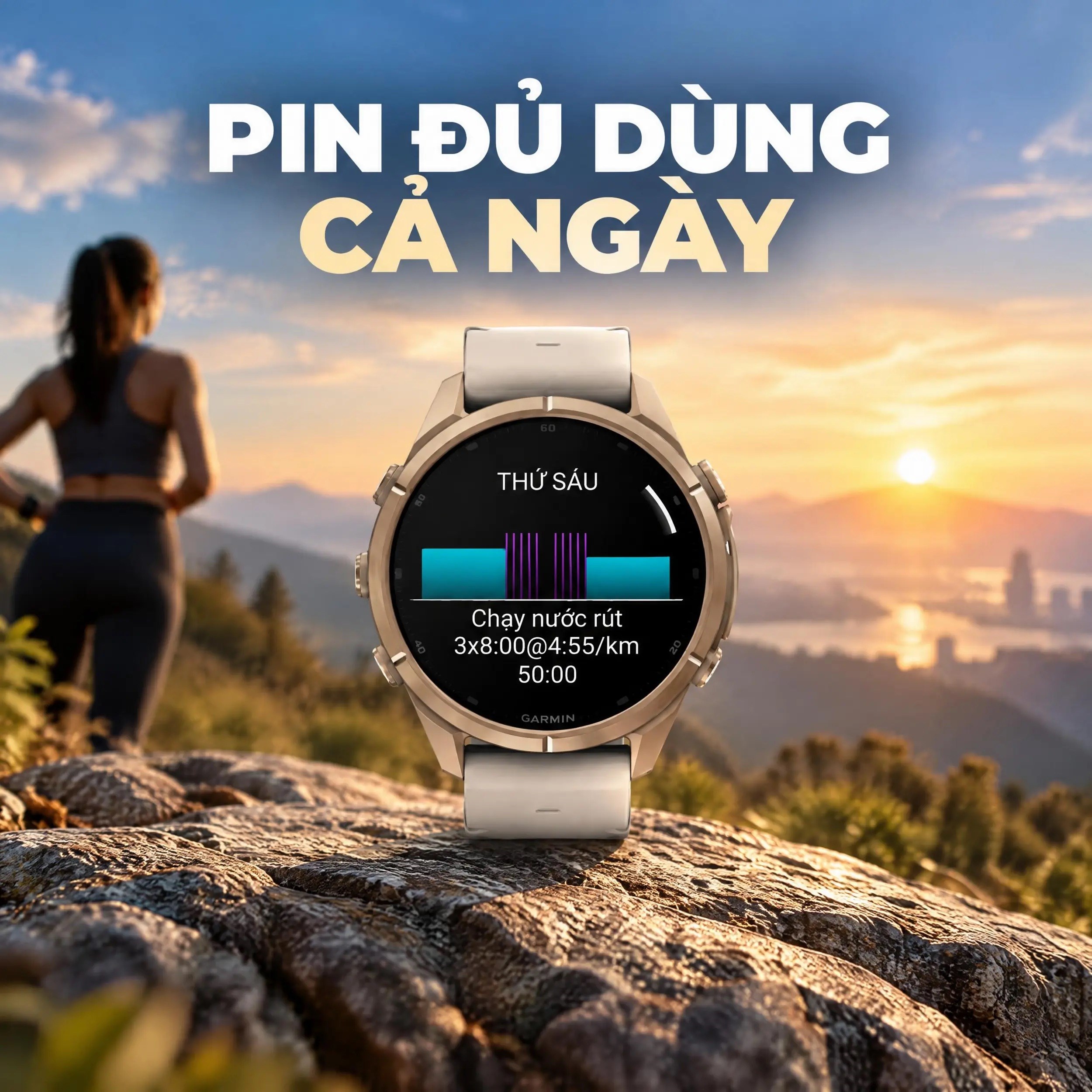 Garmin Fenix 9 Pro Sapphire 43mm viền Titanium dây silicone - 6