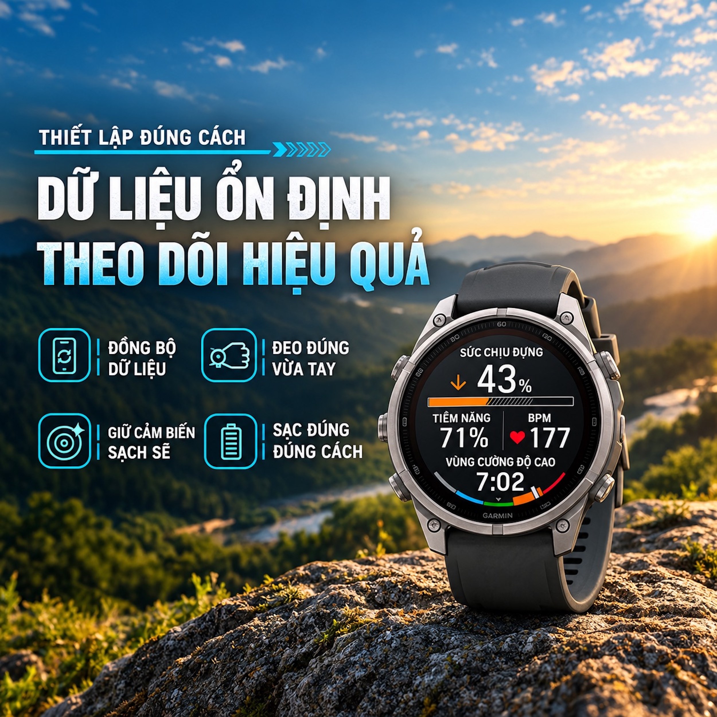 Garmin Fenix 9 Pro Solar Sapphire 47mm viền Titanium dây silicone