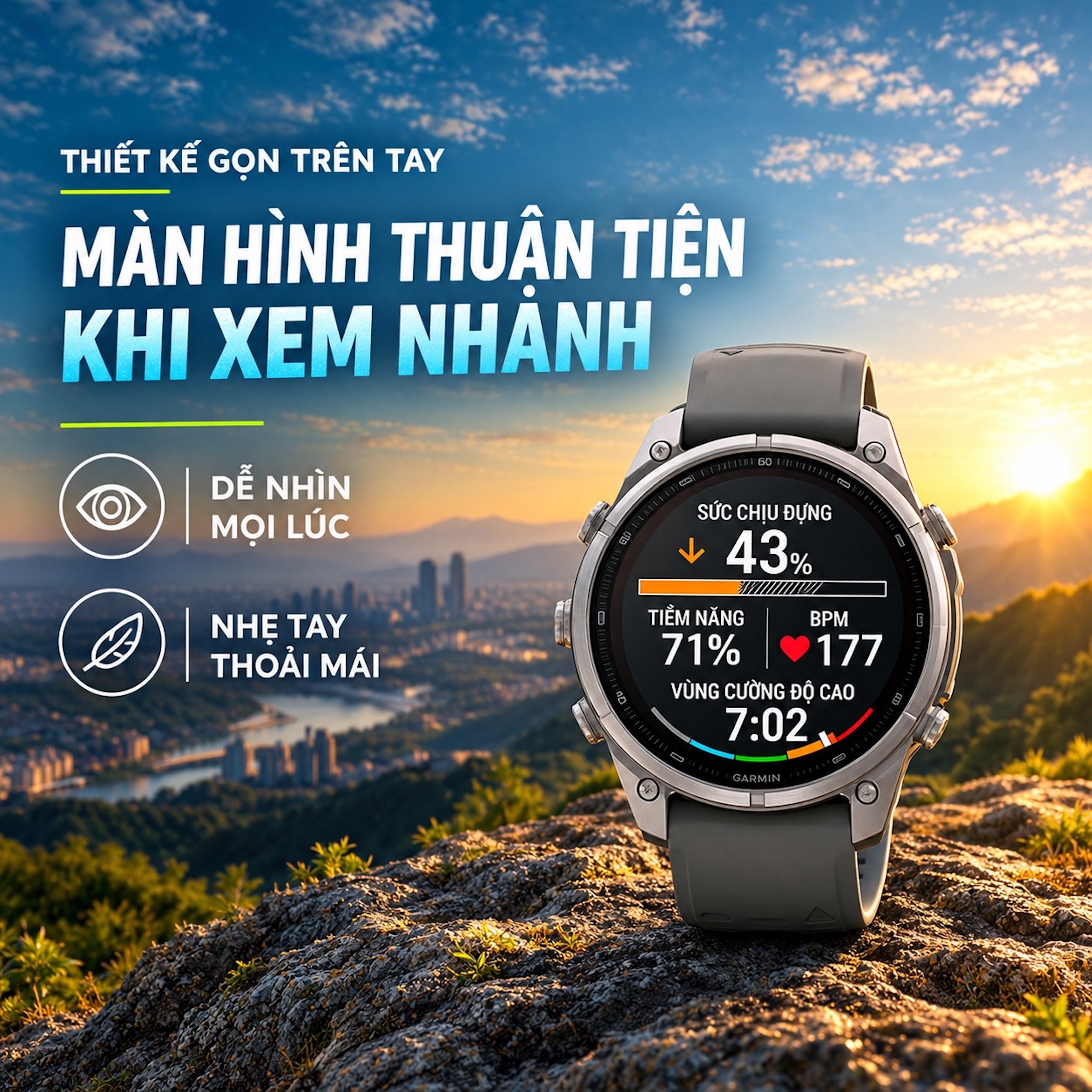 Garmin Fenix 9 Pro Solar Sapphire 47mm viền Titanium dây silicone