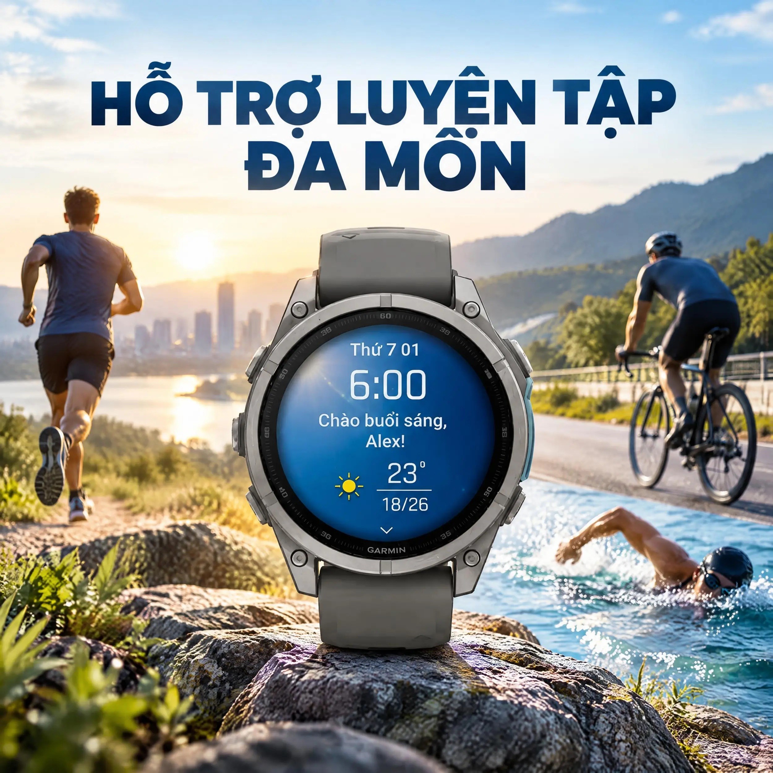 Garmin Fenix 9 Sapphire 47mm viền Titanium dây silicone Xám - 3