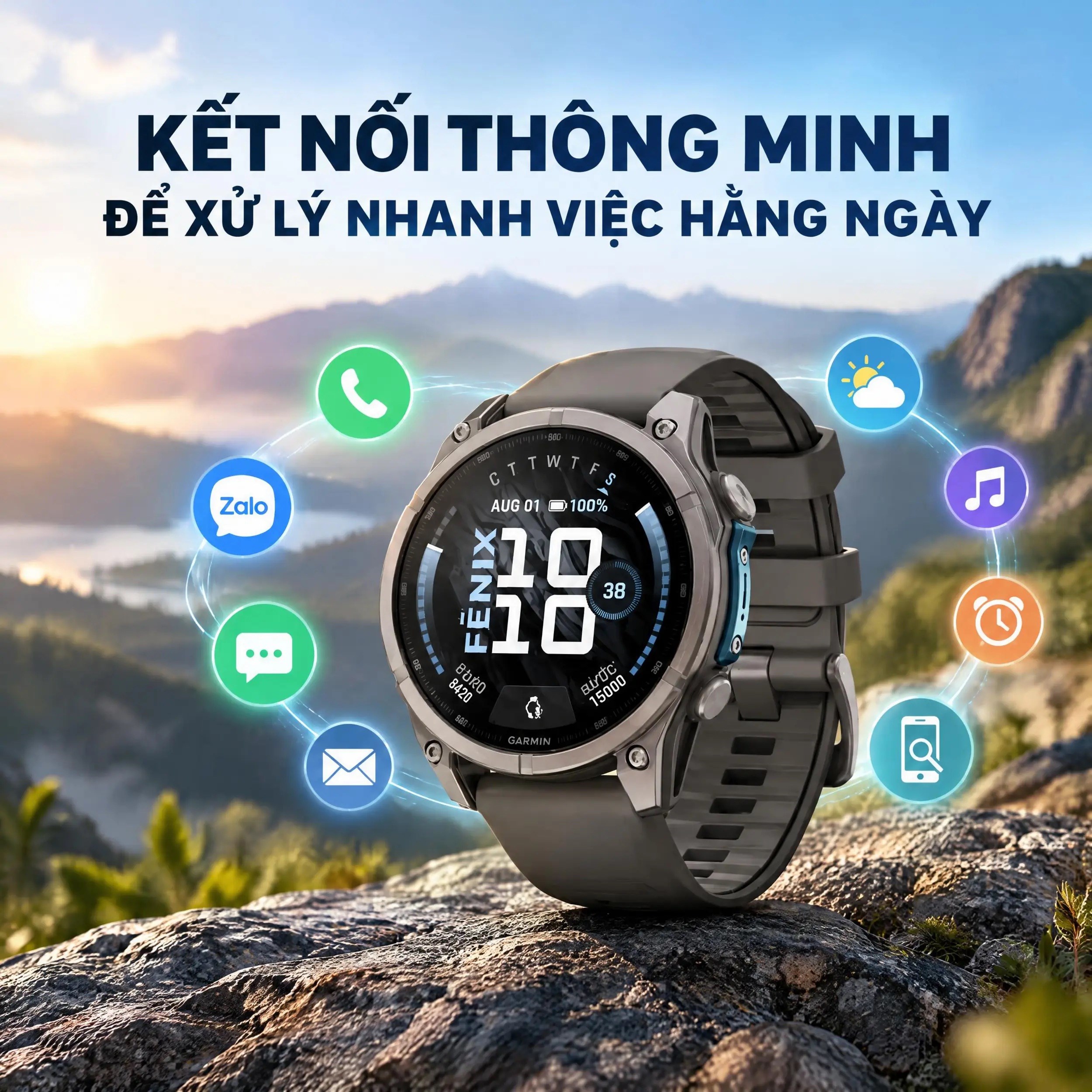 Garmin Fenix 9 Sapphire 47mm viền Titanium dây silicone Xám - 2