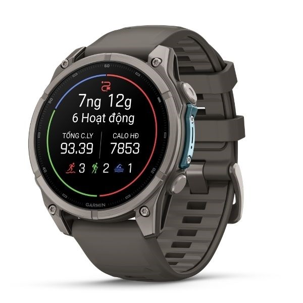 Garmin Fenix 9 Sapphire 47mm viền Titanium dây silicone
