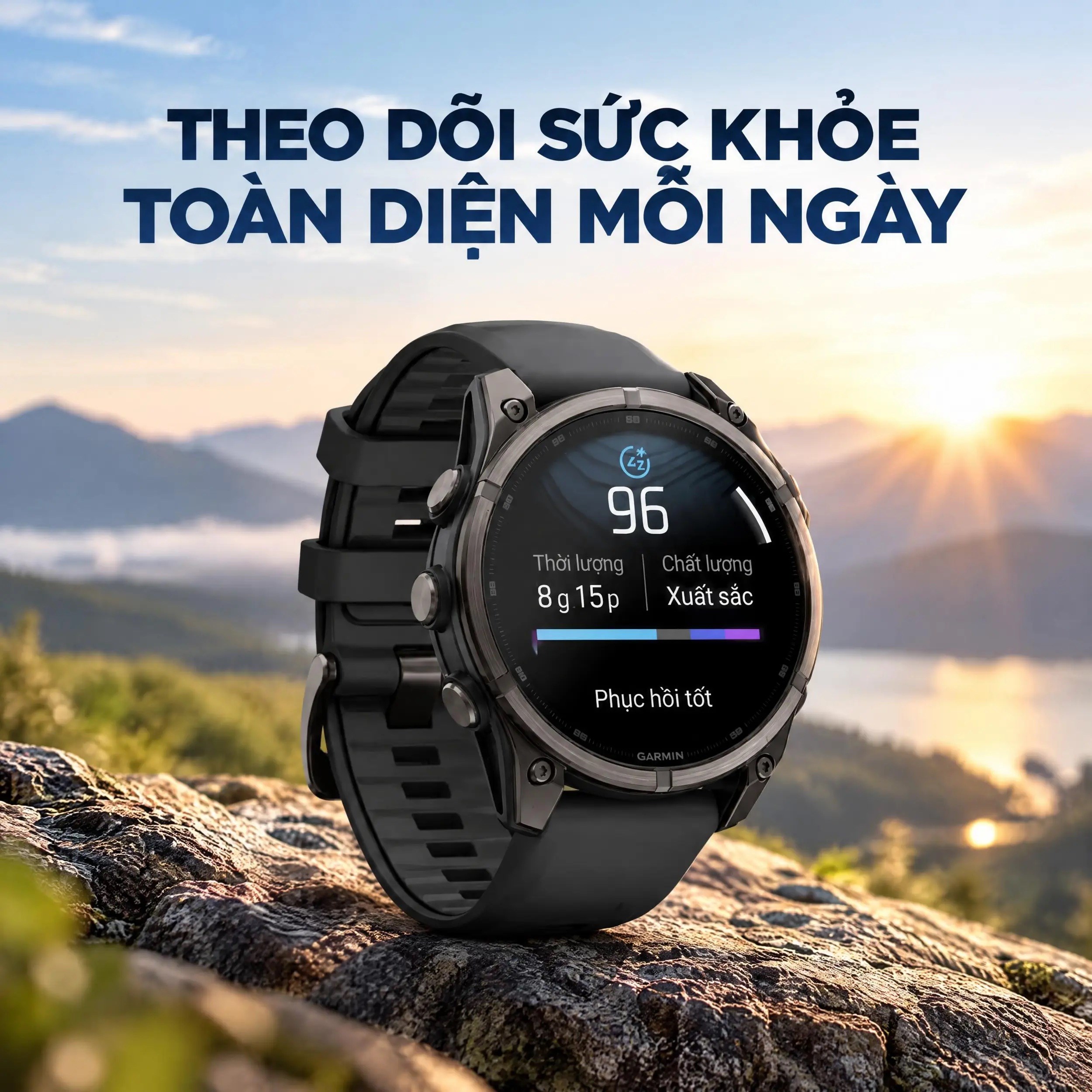 Garmin Fenix 9 Sapphire 47mm viền Titanium Carbon dây silicone - 3