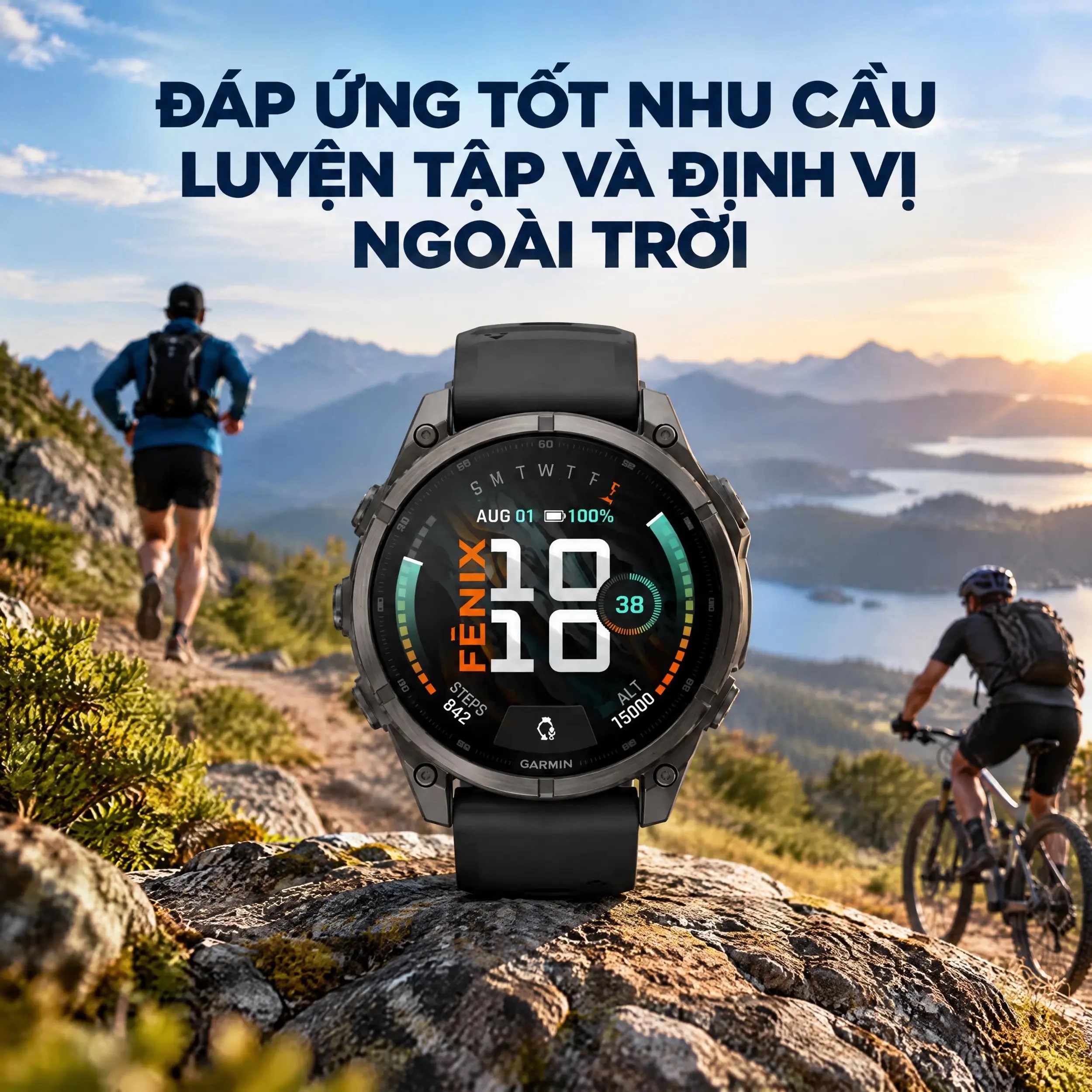 Garmin Fenix 9 Sapphire 47mm viền Titanium Carbon dây silicone - 2
