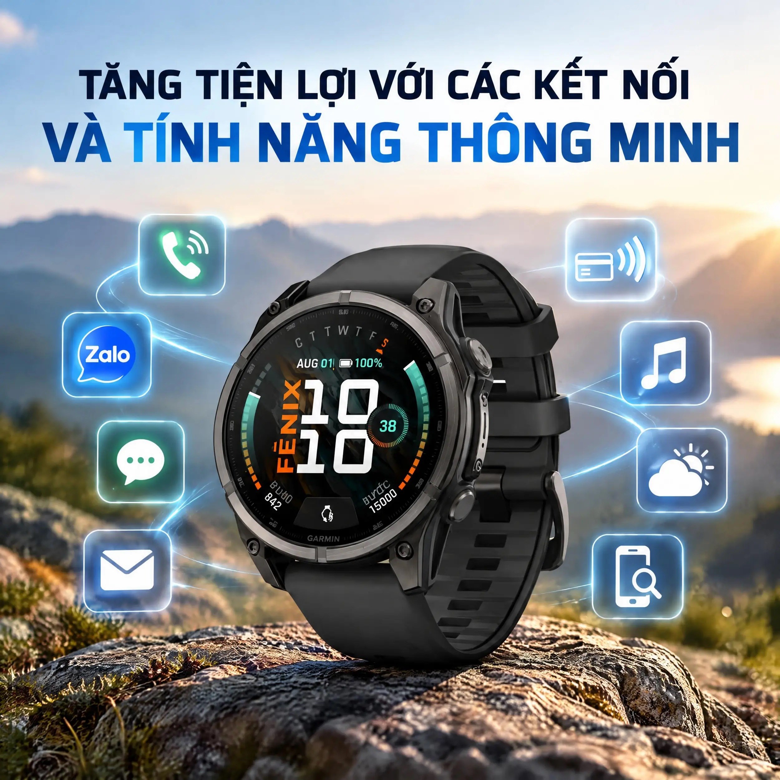 Garmin Fenix 9 Sapphire 47mm viền Titanium Carbon dây silicone - 5