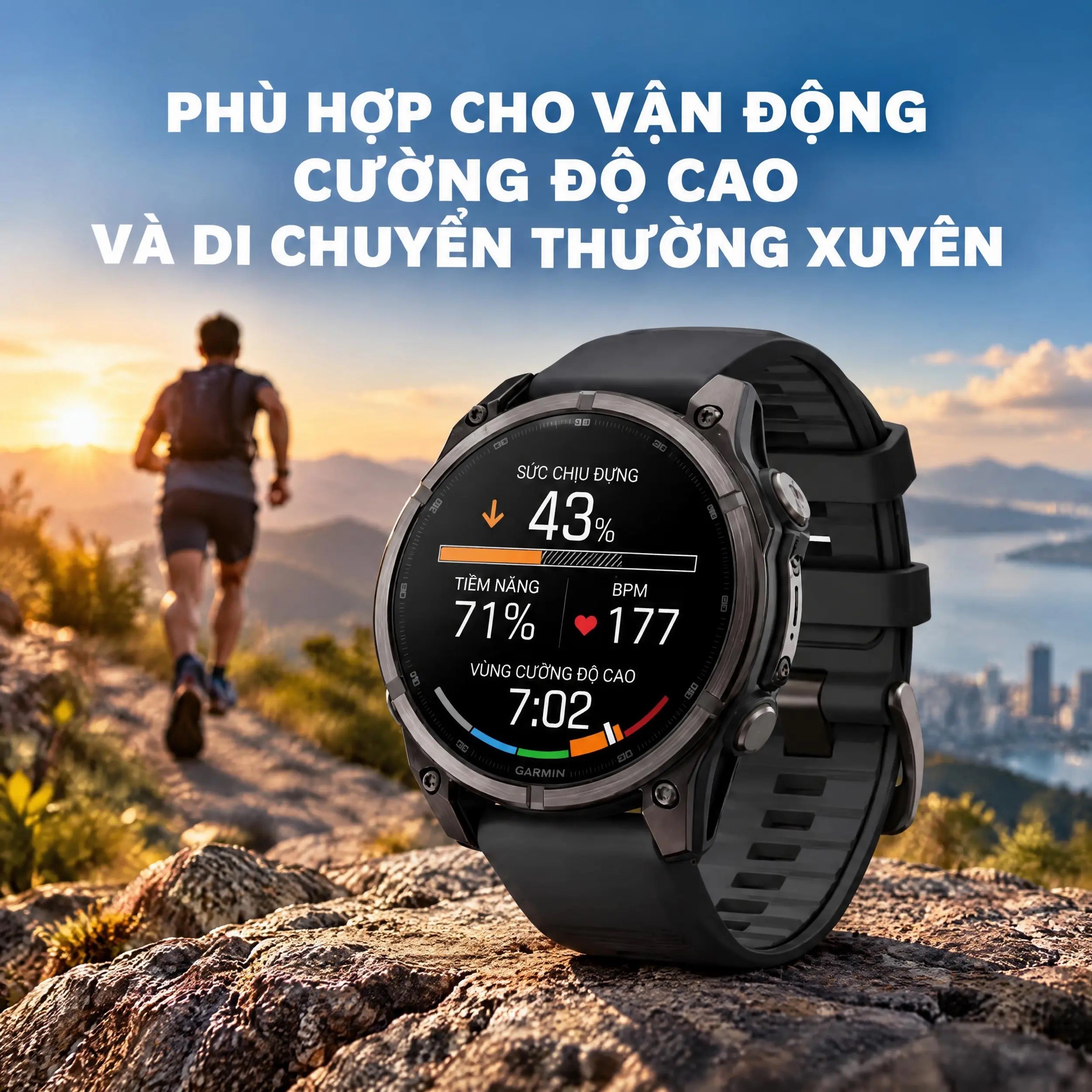 Garmin Fenix 9 Sapphire 47mm viền Titanium Carbon dây silicone - 7