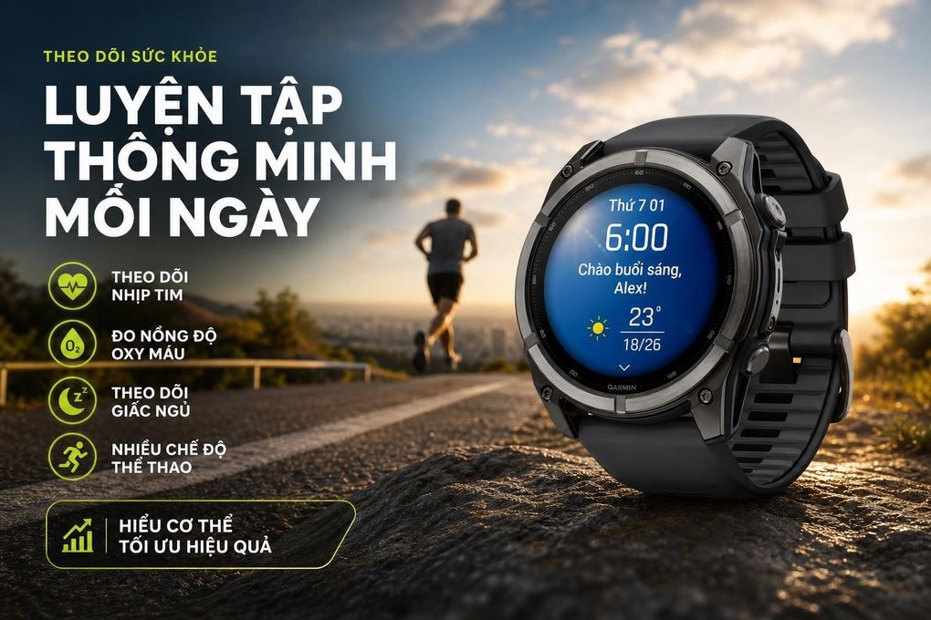 Garmin Fenix 9 Sapphire 51mm viền Titanium Carbon dây silicone - 7