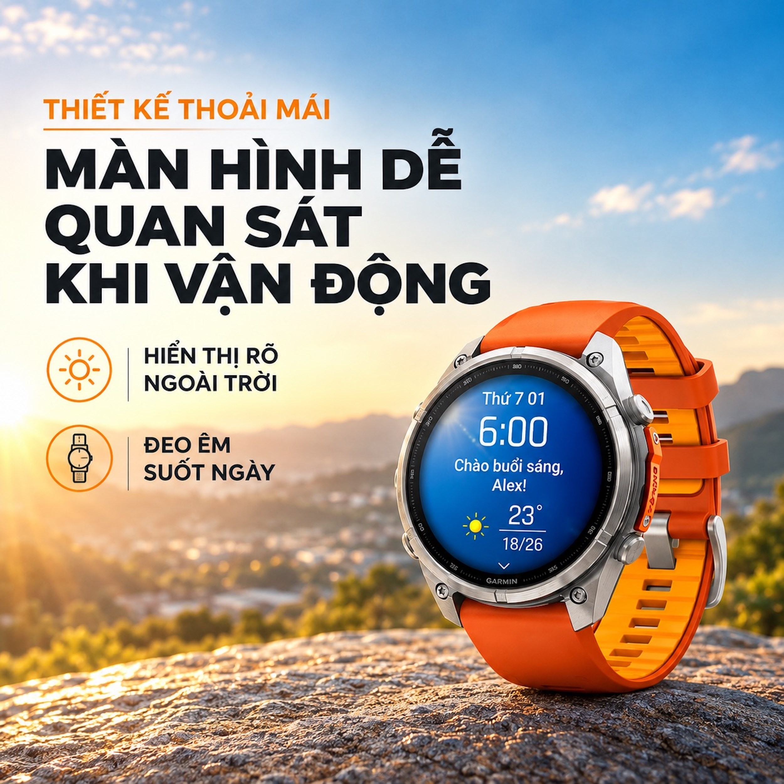 Garmin Fenix 9 Pro Sapphire 47mm viền Titanium dây silicone - 2