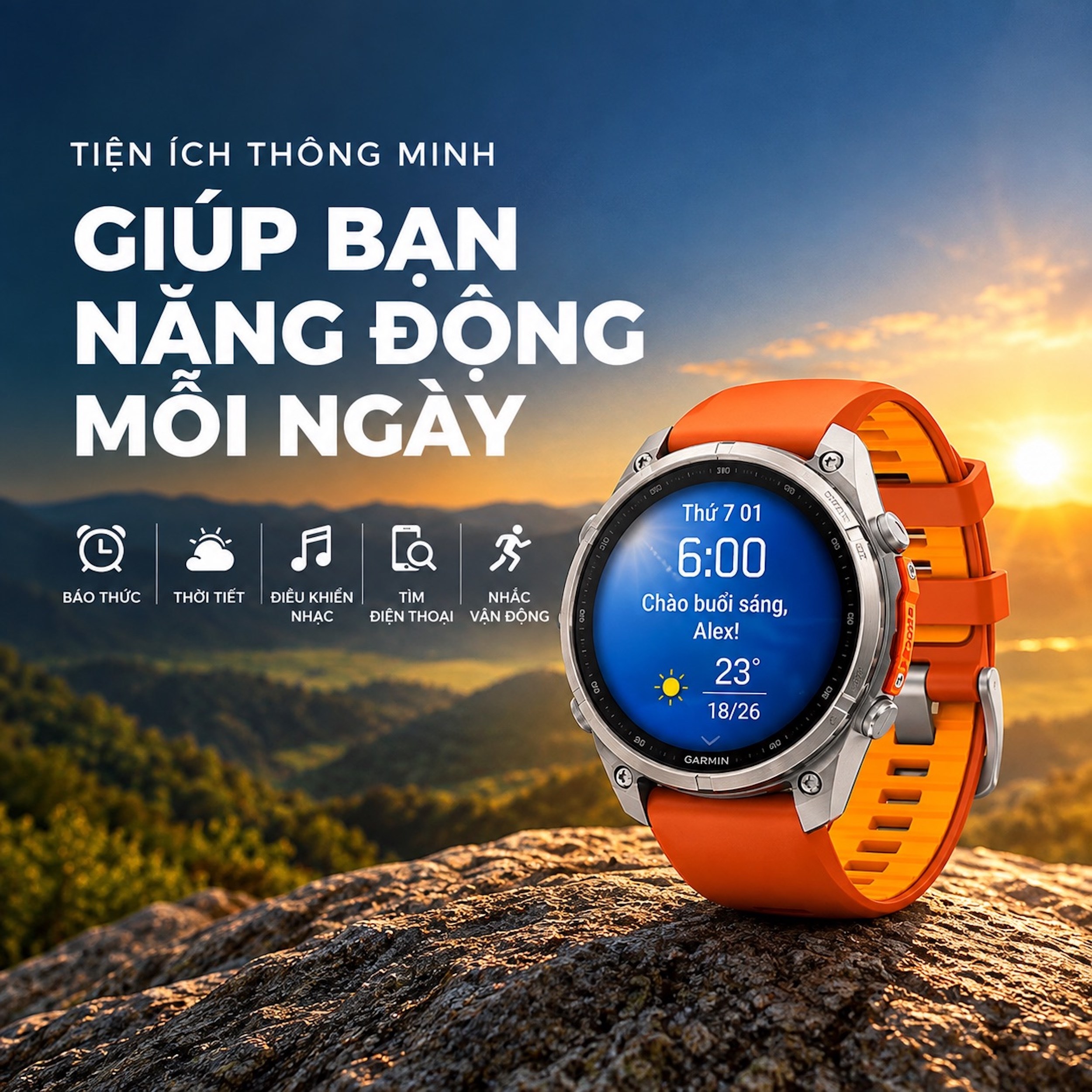 Garmin Fenix 9 Pro Sapphire 47mm viền Titanium dây silicone - 7