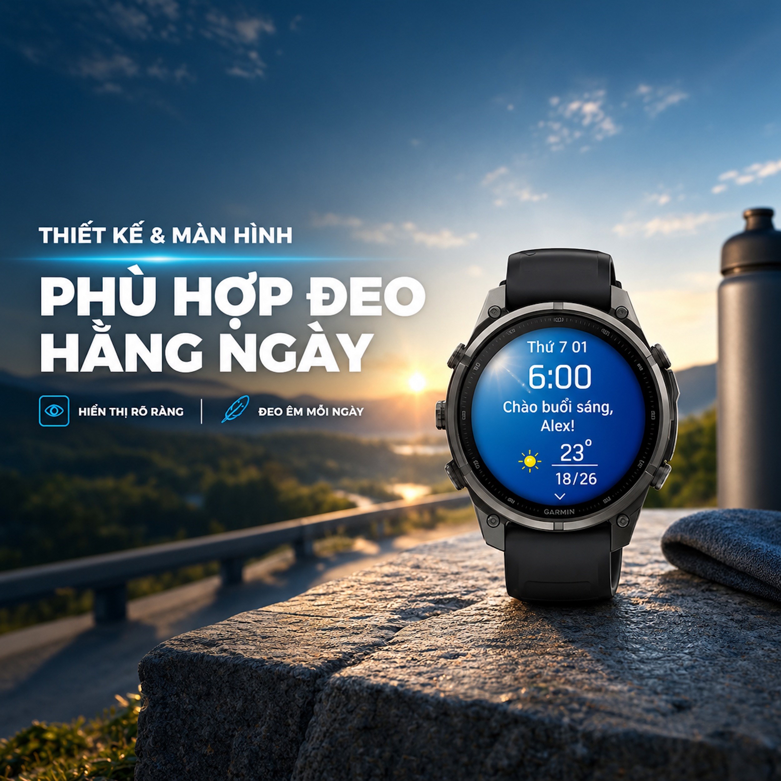 Garmin Fenix 9 Pro Sapphire 47mm viền Titanium Carbon dây silicone - 5