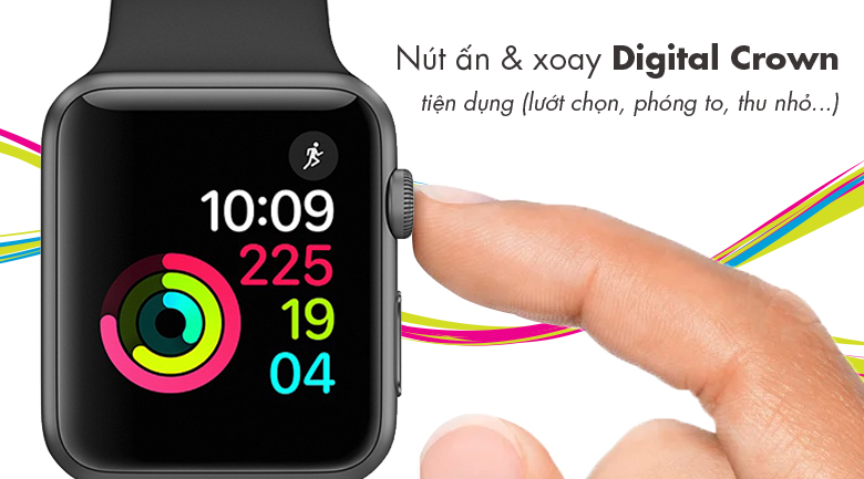 Apple Watch S1, 42mm viền nhôm, dây cao su màu đen