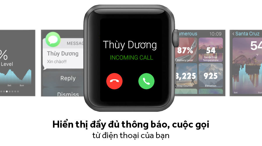 Apple Watch S1, 42mm viền nhôm, dây cao su màu đen