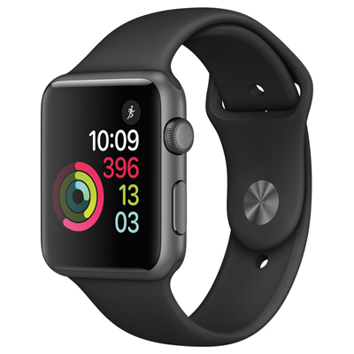 Apple Watch S1, 42mm viền nhôm, dây cao su màu đen