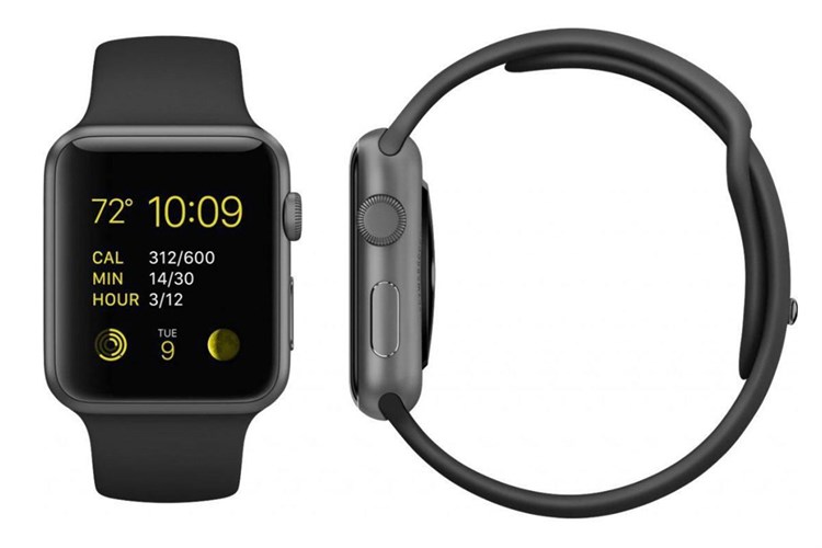 Apple Watch S1, 42mm viền nhôm, dây cao su màu đen