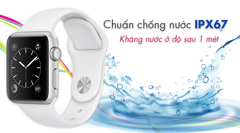 Apple Watch S1, 38mm, viền nhôm, dây cao su màu trắng
