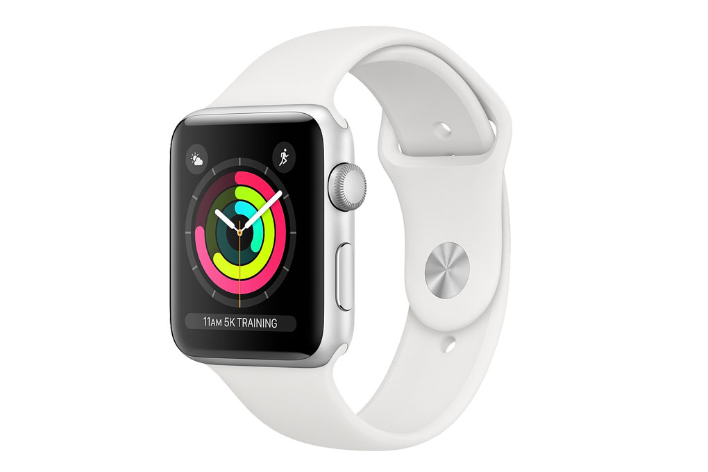 Apple Watch S1, 38mm, viền nhôm, dây cao su màu trắng
