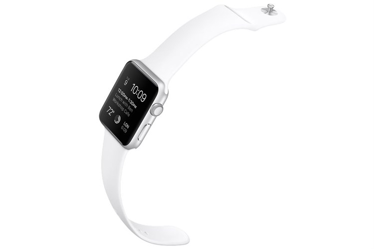 Apple Watch S1, 38mm, viền nhôm, dây cao su màu trắng