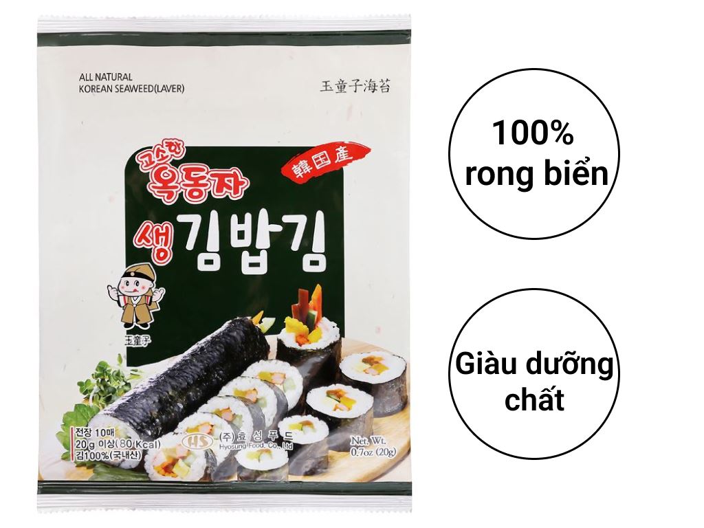 Rong biển cuộn cơm Ock Dong Ja vị truyền thống gói 20g 2