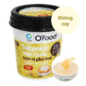 Bánh gạo tokpokki tròn O'food tròn vị phô mai không cay ly 105g