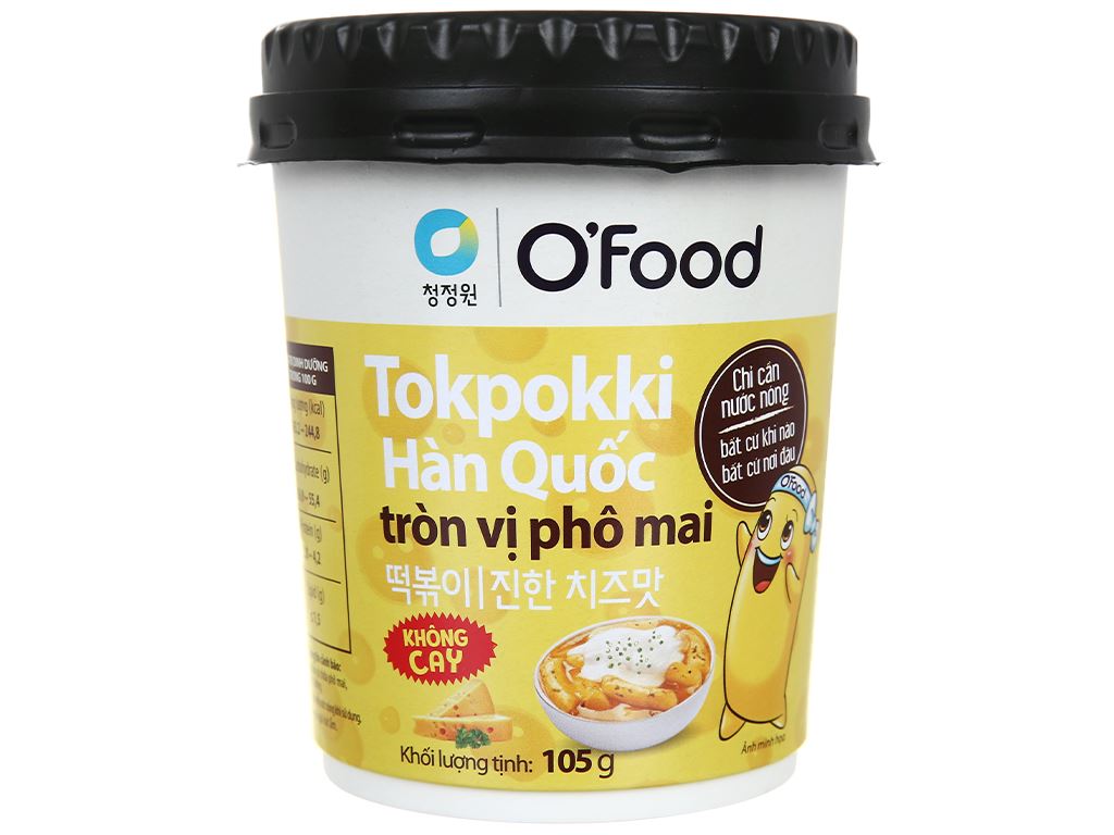 Bánh gạo tokpokki tròn O'food tròn vị phô mai không cay ly 105g 3