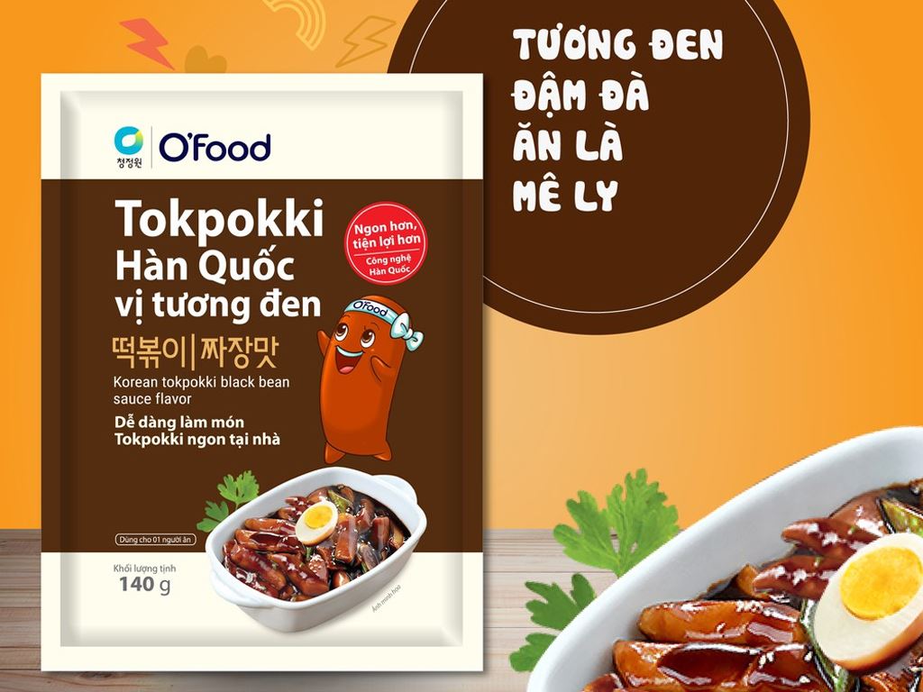 Bánh gạo tokpokki O'food vị tương đen gói 140g 2