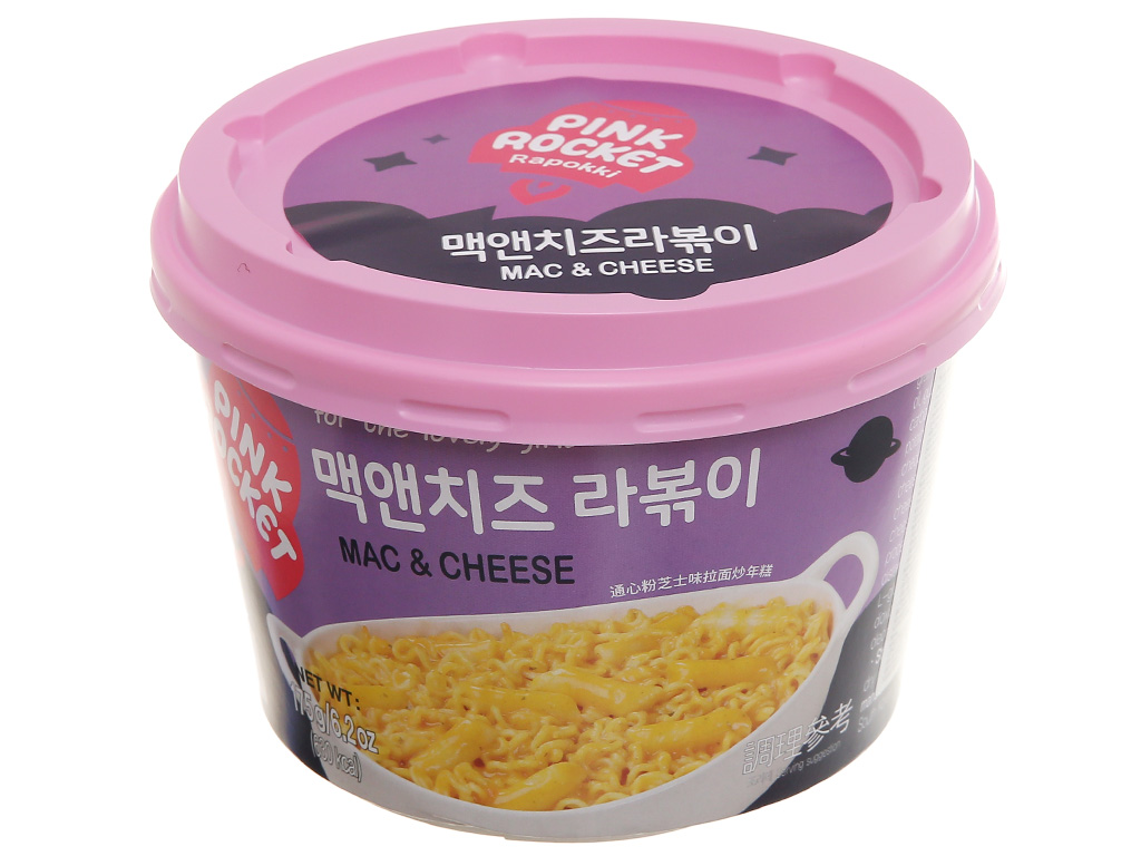 Bánh gạo Pink Rocket Topokki Mac & Cheese ly 175g 1