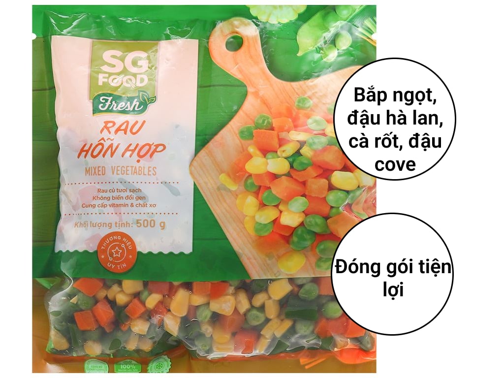 Rau quả hỗn hợp đông lạnh SG Food gói 500g 1