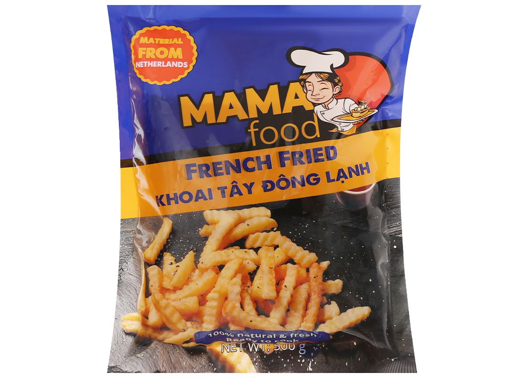 Khoai tây đông lạnh cắt lượn sóng Mama Food gói 500g 1