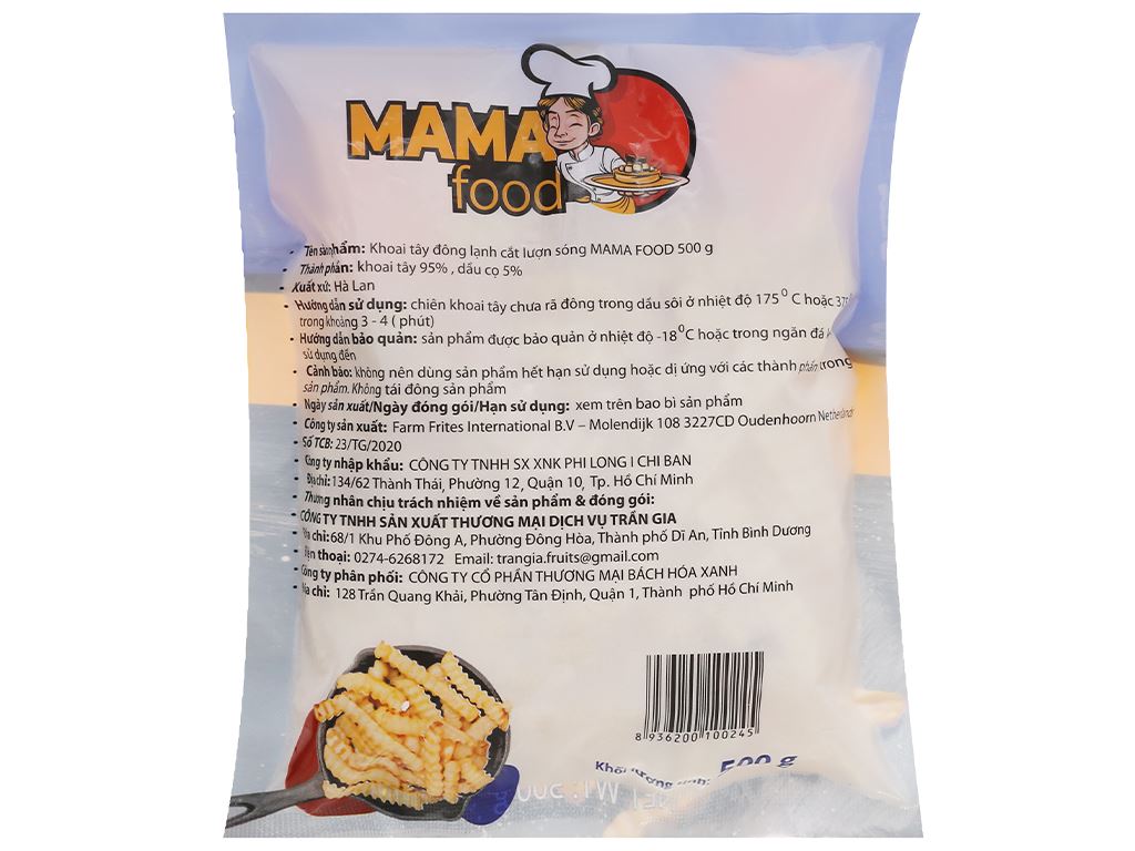 Khoai tây đông lạnh cắt lượn sóng Mama Food gói 500g 3
