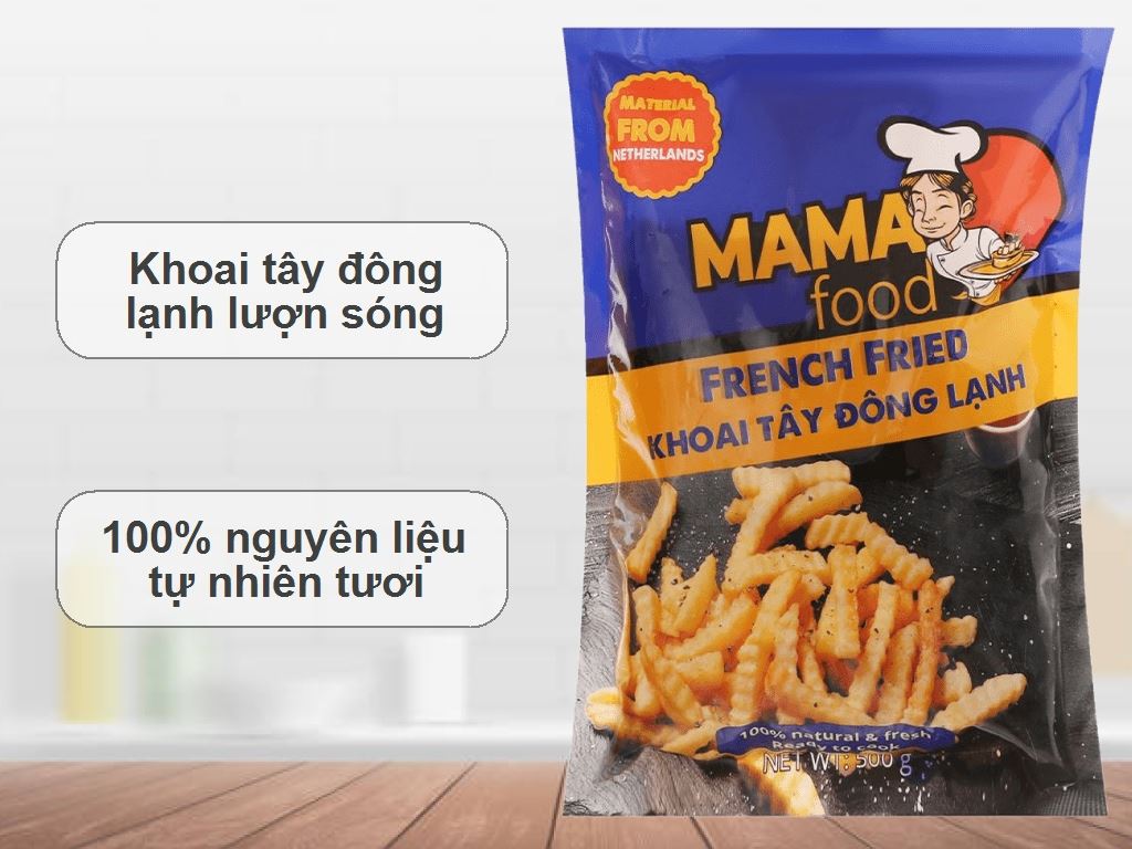 Khoai tây đông lạnh cắt lượn sóng Mama Food gói 500g 2
