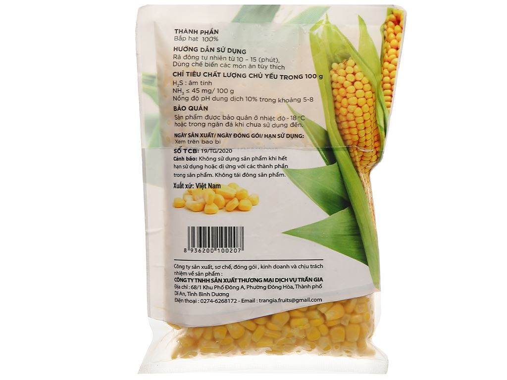 Bắp hạt đông lạnh Trần Gia gói 500g 4