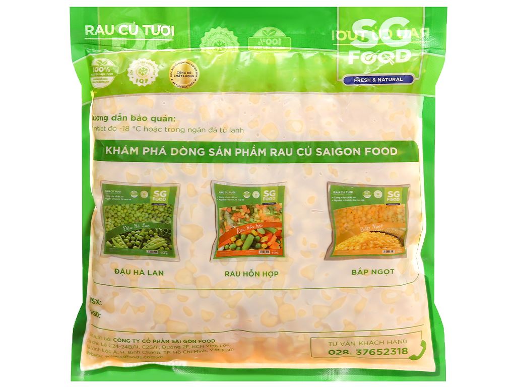 Bắp ngọt đông lạnh SG Food gói 500g 3