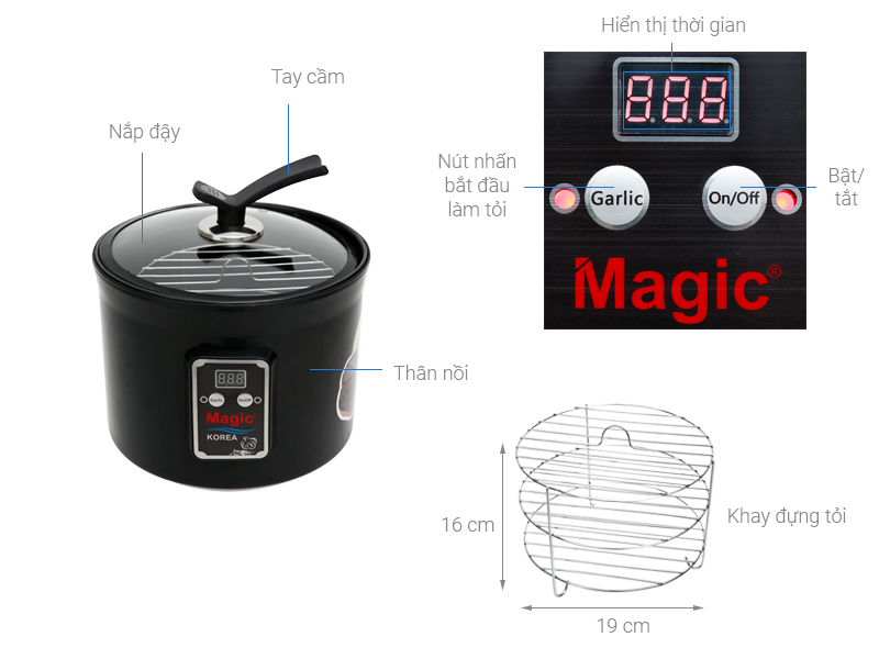 Thông số nghệ thuật Máy làm cho tỏi Đen Magic A69 5.0 lít
