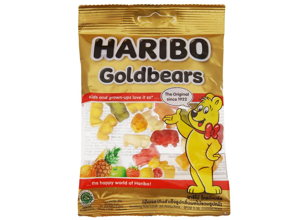 Kẹo dẻo hình trái cây Haribo Goldbears gói 80g 1