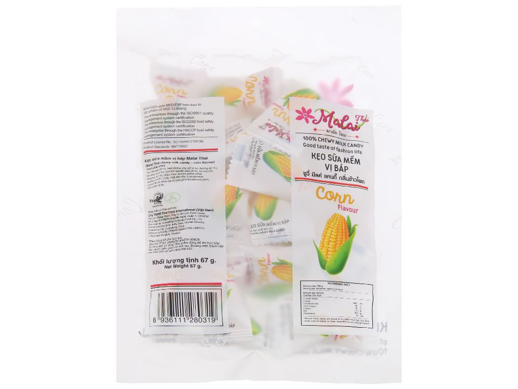 Kẹo sữa mềm Vị bắp Malai Thai gói 67g 3