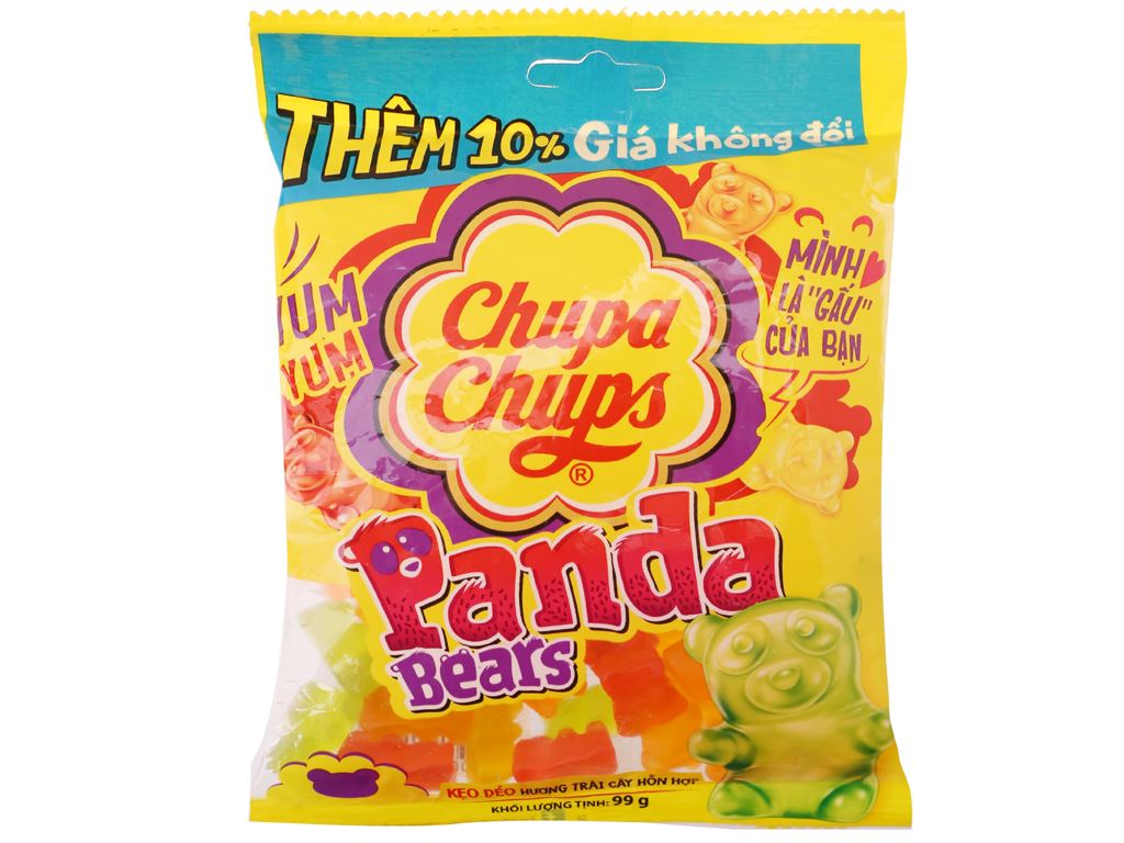 Kẹo dẻo Chupa Chups Panda Bears hương trái cây gói 99g 1