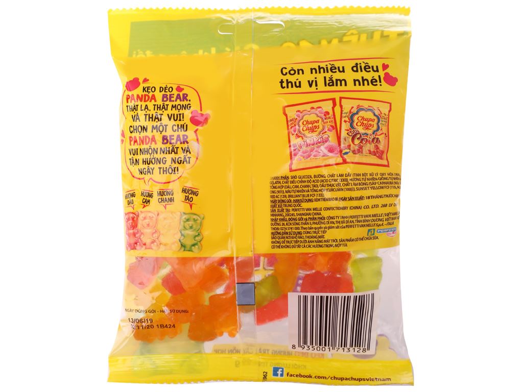 Kẹo dẻo Chupa Chups Panda Bears hương trái cây gói 99g 3