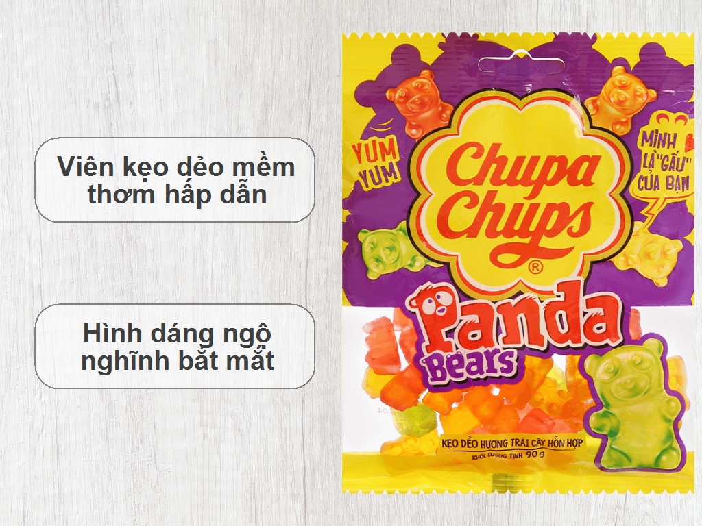 Kẹo dẻo Chupa Chups Panda Bears hương trái cây gói 99g 2