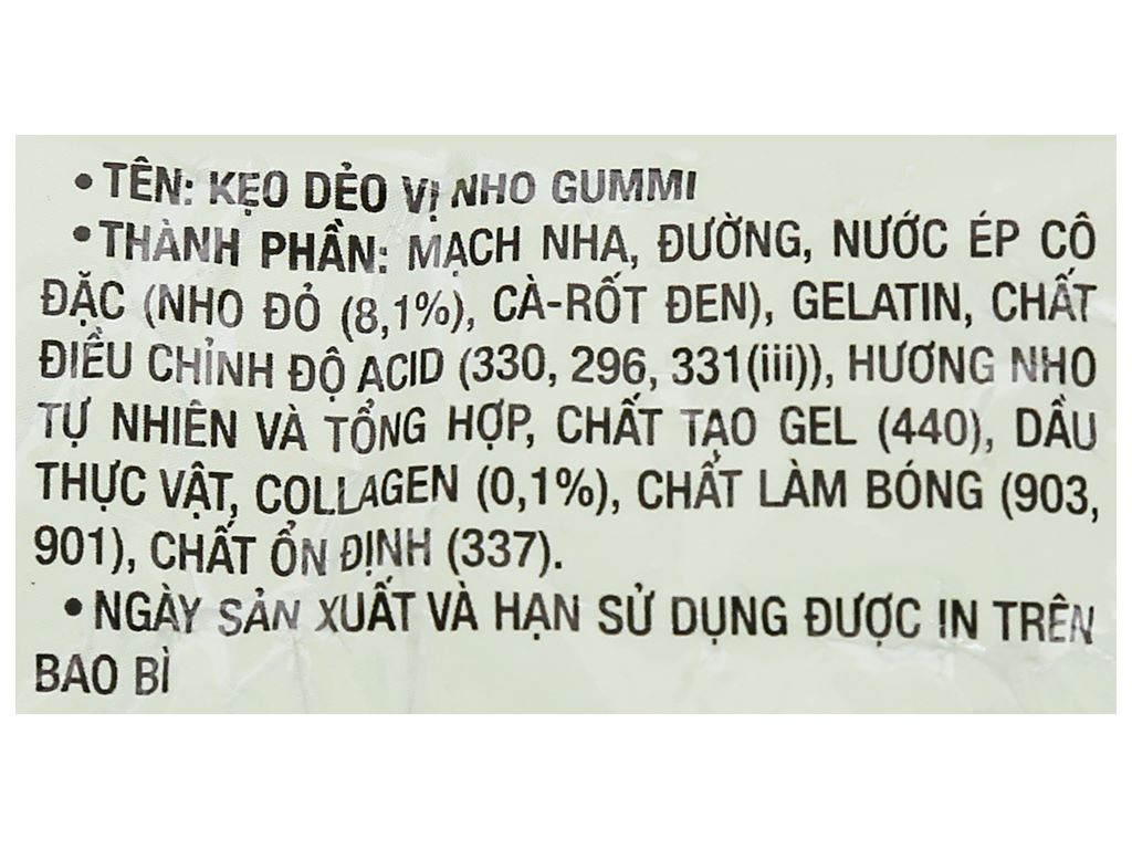 Kẹo dẻo vị nho đỏ Orion Gummi gói 55g 5