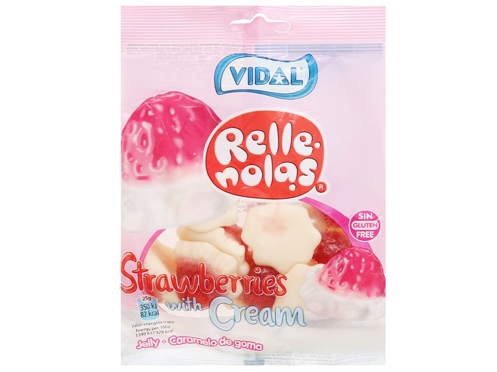 Kẹo dẻo Vidal hương dâu và kem gói 100g 1