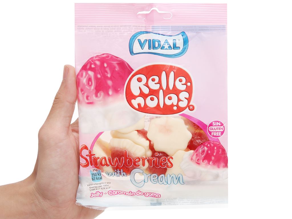 Kẹo dẻo Vidal hương dâu và kem gói 100g 5