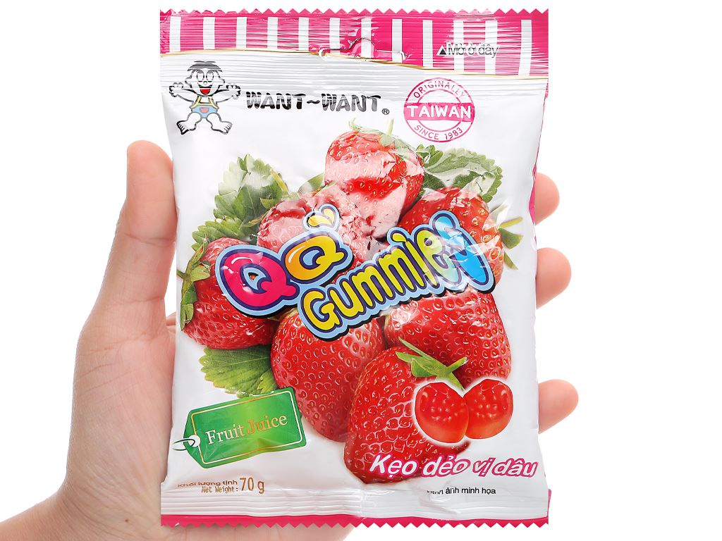 Kẹo dẻo vị dâu Want Want QQ Gummies gói 70g 6