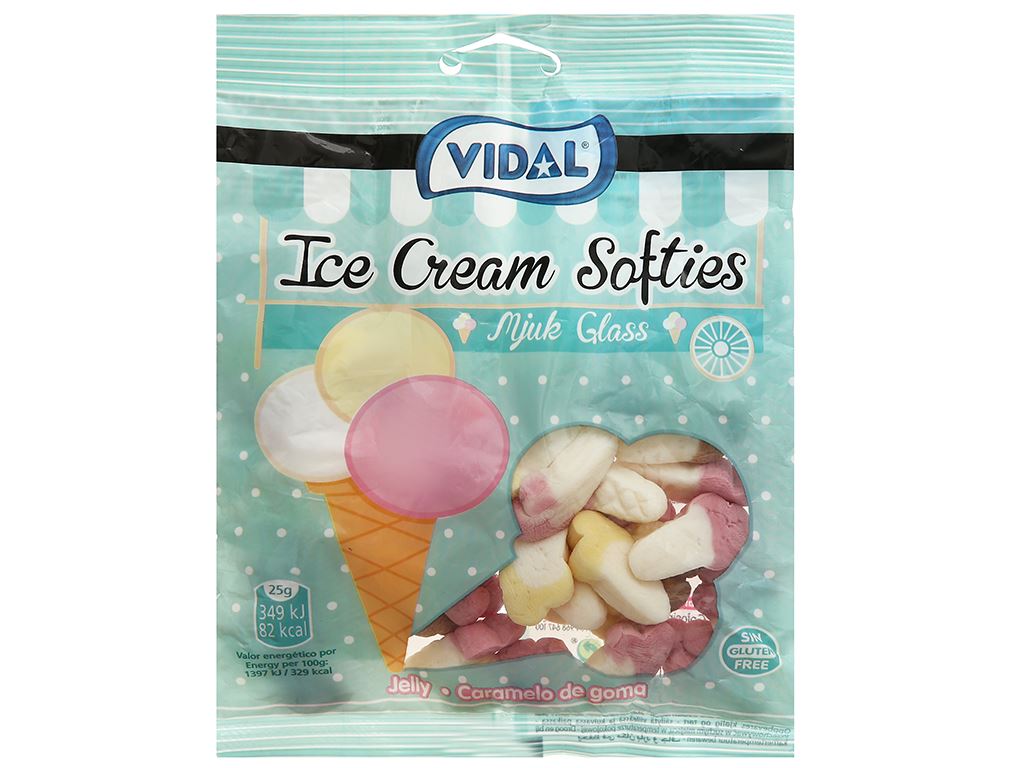 Kẹo dẻo Vidal Ice Cream Softies vị trái cây gói 100g 1