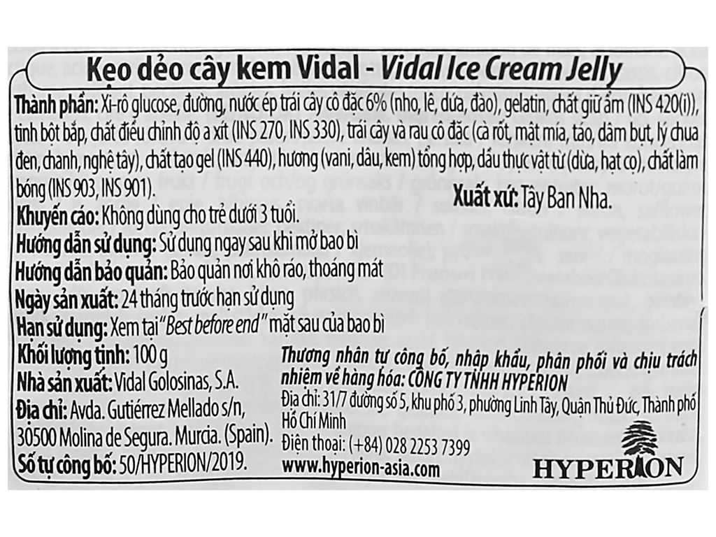 Kẹo dẻo Vidal Ice Cream Softies vị trái cây gói 100g 4