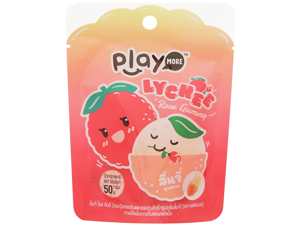Kẹo dẻo PlayMore hương vải gói 50g 1